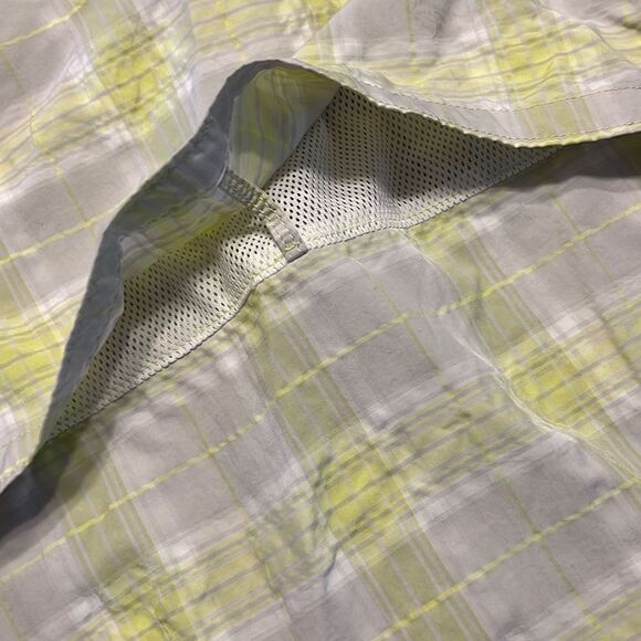 L.L. Bean Lime Green Grey Short Sleeve Button Down Hiking Fishing L - Picture 5 of 7